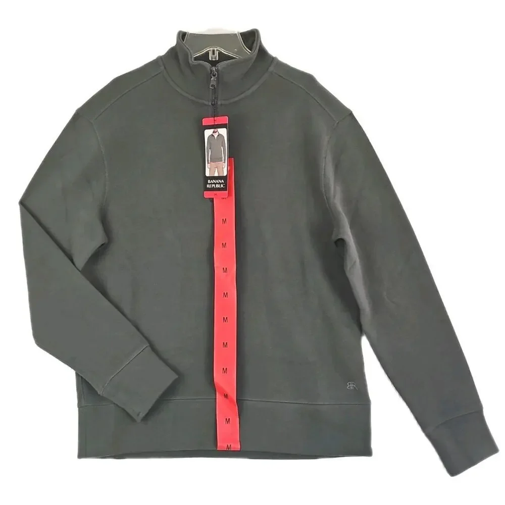 Banana Republic ~Men's Size M~ Green Cotton Blend 1/4 Zip Pullover NWT.